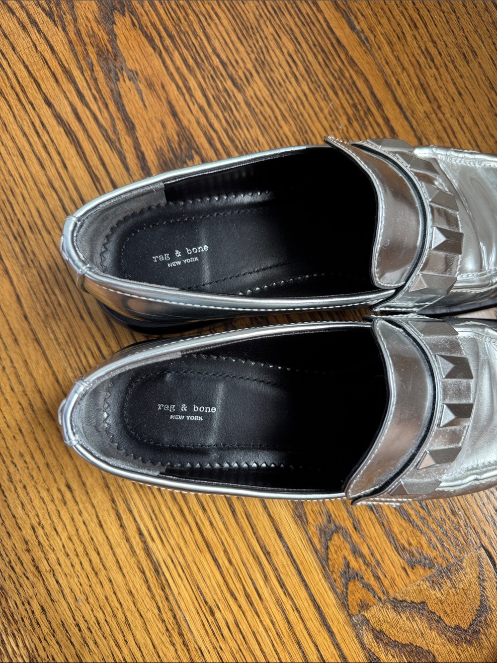 rag & bone Metallic Silver Penny Loafers size 39 - Picture 2 of 4